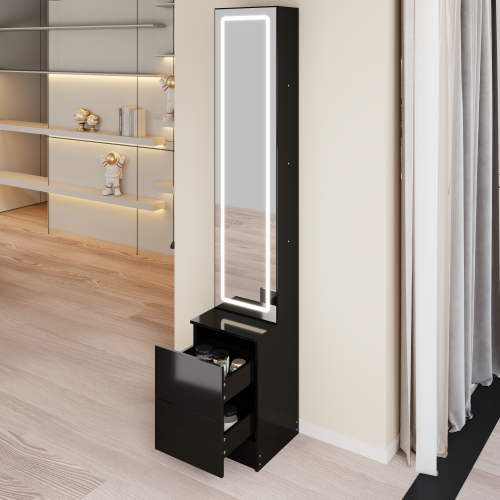 63 inch  LED Full-Length Mirror Cabinet, Jewelry & Cosmetic Organizer, 3-Color Light, Multi-Layer Storage