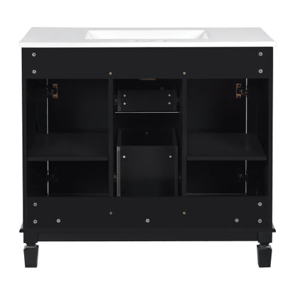 36'' Bathroom Vanity with Top Sink, Modern Bathroom Storage Cabinet with 2 Soft Closing Doors and 2 Drawers, Single Sink Bathroom Vanity