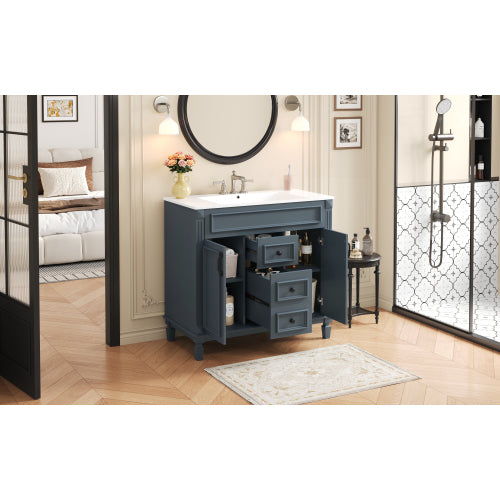 36'' Bathroom Vanity with Top Sink, Modern Bathroom Storage Cabinet with 2 Soft Closing Doors and 2 Drawers, Single Sink Bathroom Vanity