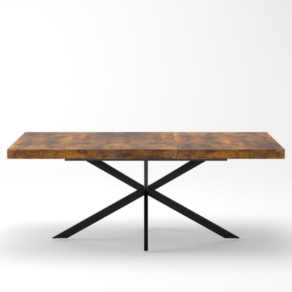 55-70 Inch Extendable Dining Table with Storage Box, Retro Brown