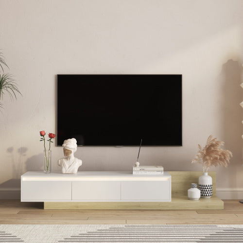 Wooden Modern LED TV Console 16 Color Changing Lights Large Storage Entertainment Center for Home