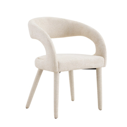 Premium Sherpa Upholstered Dining Chair with Hollow Backrest - Dining Room Chair, Bedroom Vanity Chair, Living Room Accent Chair, Cafe Leisure Chair, Conference Chair (Off White, Set of 2)