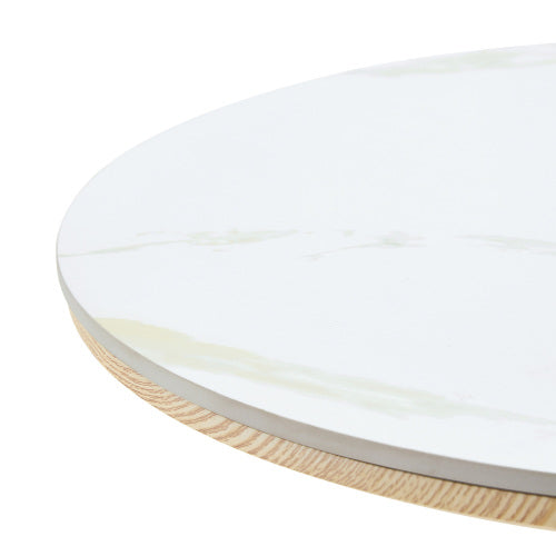 Rock slab circular tabletop non adjustable (39 inches high) bar table, bar table with silver legs and base (white)