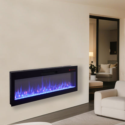 Smart 60" WiFi-Enabled Electric Fireplace Heater, Recessed in-Wall and Wall-Mounted