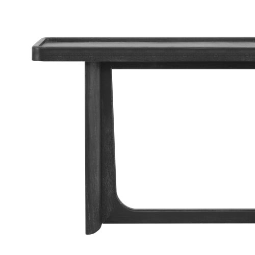 Farmhouse Console Table with Tray Top Design, Solid Wood Frame for Entryway, Living Room or Sofa Back, Black