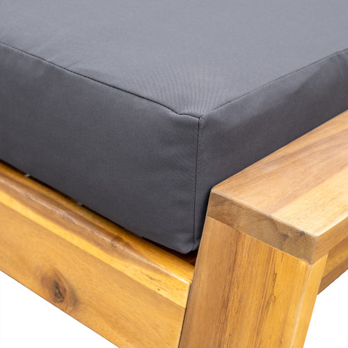 STYLE Acacia Wood Outdoor Lounge Set - Chair and Ottoman with Removable Cushions