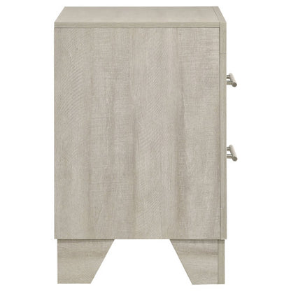 Rustic Cream 2-Drawer Nightstand, MDF Wood Side Table with English Dovetail Drawers