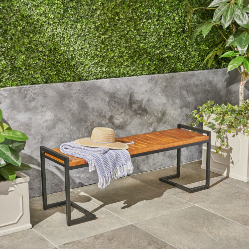WOOD AND METAL BENCH