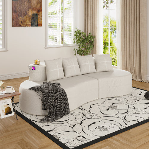 Half-Moon Curved Compressed Modular 3-Seater Sofa for Living-Room & Apartment