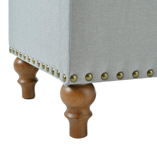 36.61 inch Linen Storage Ottoman Bench with Safety Hinge, Grey