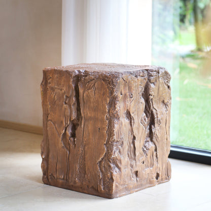 Amira Outdoor And Indoor Stump Shape MGO Side Table, Brown Finish