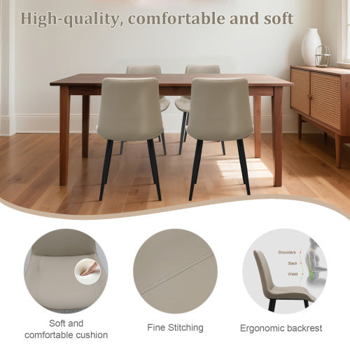 Set of 2 Light Grey Suede-Style PU Dining Chairs, Reinforced Metal Leg Modern Upholstered Side Chairs