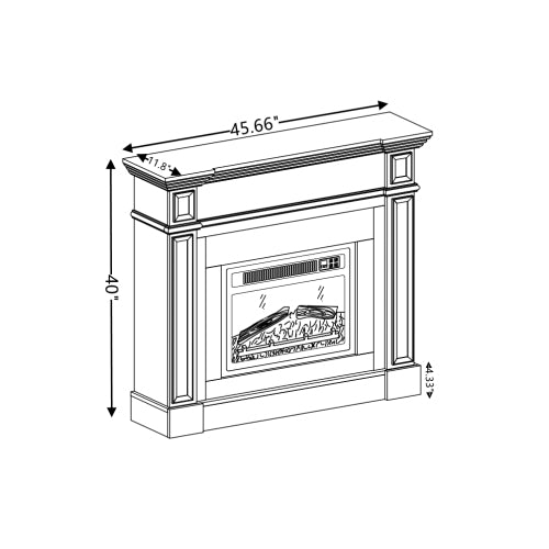 Only Mantel (NOT INCLUDED 23" FIREPLACE)--White, 45.6"W*11.8"D*40"H