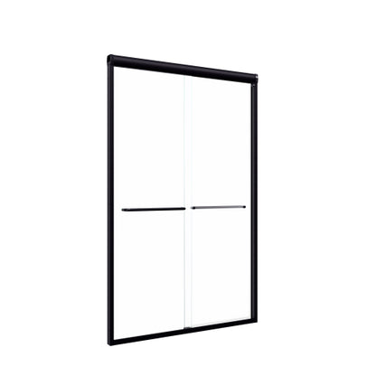 44"-48"W*72" H Semi-Frameless Double Sliding Shower Door, Bypass Shower Door, 1/4" (6mm) Thick SGCC Tempered Glass Door, Matte Black