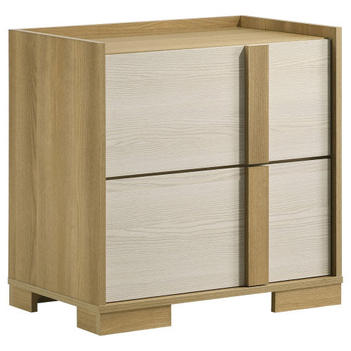 Natural Wood 2-Drawer Nightstand