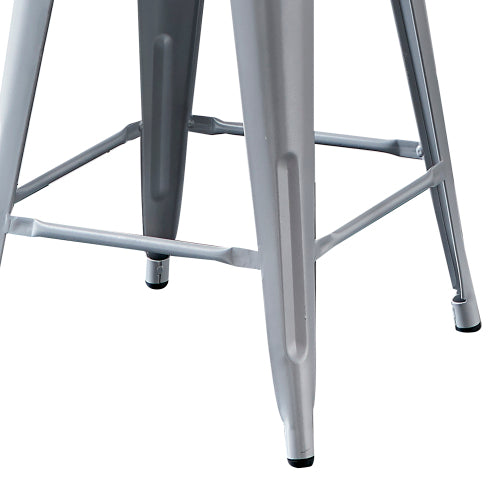 Modern Light Weight Industrial Contemporary Rustic Vintage Costal Metal Barstools with Bucket Back and 4 Leg Design, Seat Bar Stools (Set of 2) (24" Seat, Distressed White)