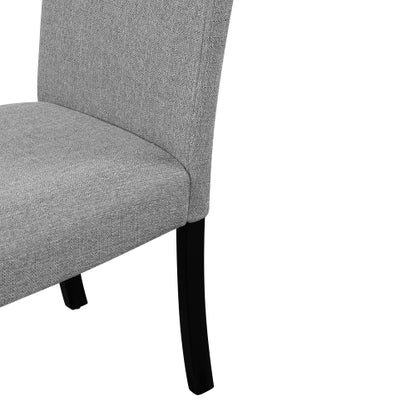 Dining Chairs Set of 4, Gray Upholstered Fabric, Tufted Back, Solid Wood Legs