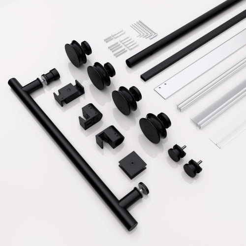 44"-48"W*76" H Frameless Single Sliding Shower Door – 5/16" (8mm) Clear Tempered Glass, Bypass Design with Matte Black Finish