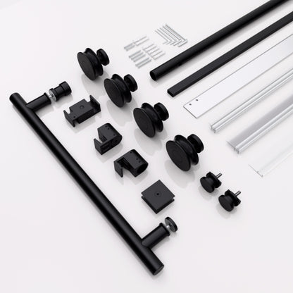 44"-48"W*76" H Frameless Single Sliding Shower Door – 5/16" (8mm) Clear Tempered Glass, Bypass Design with Matte Black Finish