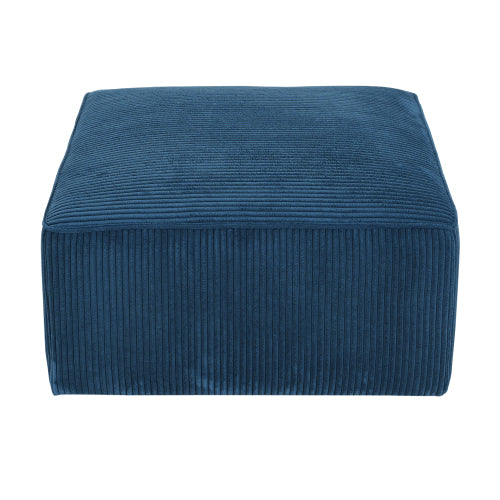 29.5 inch Square Blue Corduroy Modular Ottoman, Upholstered Foot Stool with Plywood Frame & Pocket Coil Cushion