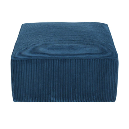 29.5 inch Square Blue Corduroy Modular Ottoman, Upholstered Foot Stool with Plywood Frame & Pocket Coil Cushion