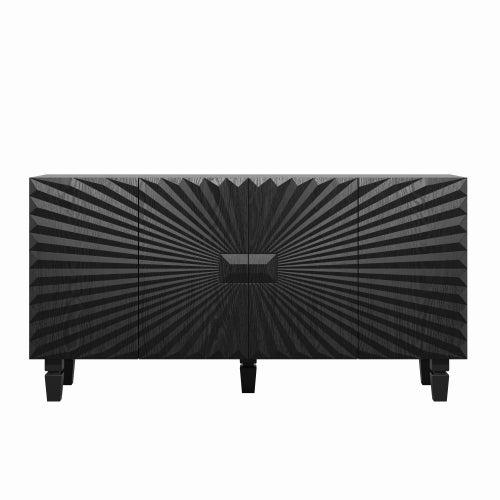 Modern Black Sideboard with 4 Sunburst Doors