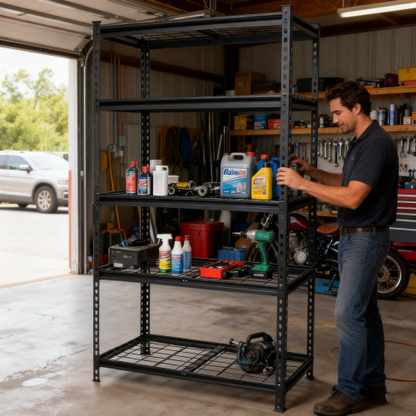 5 Tier Heavy Duty Storage Shelves Garage Shelving 2250 lb Load Boltless Assembly Black
