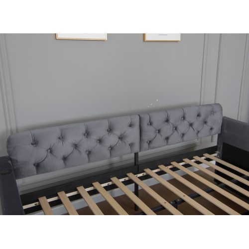 Twin Size Upholstered Daybed with 2 Storage Drawers and USB Charging Design, Velvet Upholstered Daybed Frame, Twin Sofa Bed for Living Room Bedroom, No Box Spring Needed,Plush Velvet Fabric