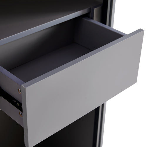 60.6'' Freestanding Grey Glass Door Display Cabinet LED Light Adjustable Shelves Home Storage Cabinet
