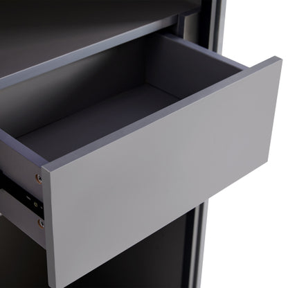 60.6'' Freestanding Grey Glass Door Display Cabinet LED Light Adjustable Shelves Home Storage Cabinet