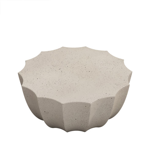 35.43" Modern Outdoor and Indoor Waterproof Coffee Table, Durable MgO Cement Design, Suitable for Terraces, Gardens, Backyards and Living Rooms ( White)