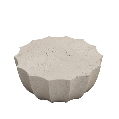 35.43" Modern Outdoor and Indoor Waterproof Coffee Table, Durable MgO Cement Design, Suitable for Terraces, Gardens, Backyards and Living Rooms ( White)