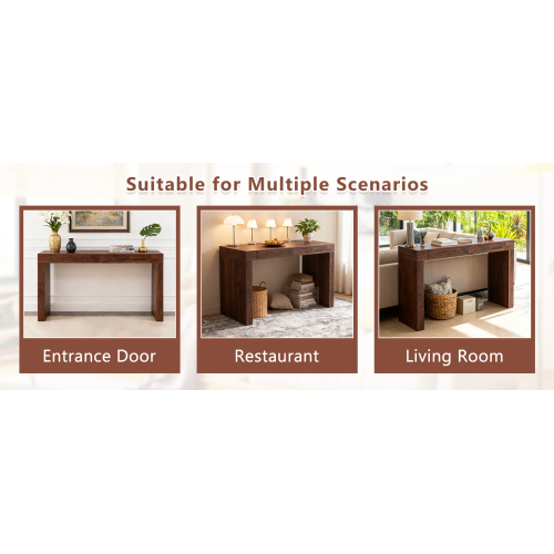 Elegant natural walnut wood grain bar table -50 inches long, a practical choice for modern home decor. Walnut wood grain texture veneer, equipped with double drawers, can be used as both a bar counter