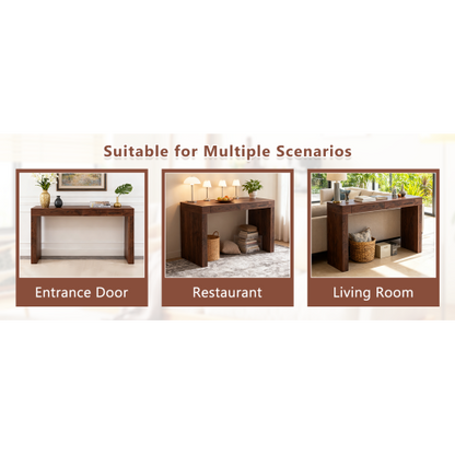 Elegant natural walnut wood grain bar table -50 inches long, a practical choice for modern home decor. Walnut wood grain texture veneer, equipped with double drawers, can be used as both a bar counter
