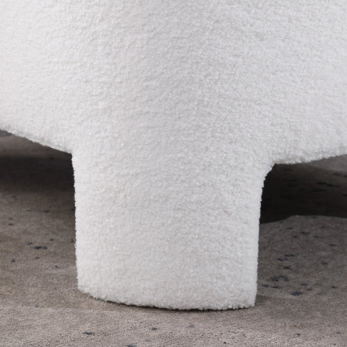 White Sherpa Square Ottoman 28.74 inchx28.74 inch, Integrated Leg Fully Assembled Decorative Foot Stool