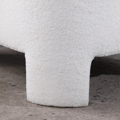 White Sherpa Square Ottoman 28.74 inchx28.74 inch, Integrated Leg Fully Assembled Decorative Foot Stool