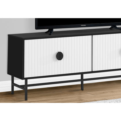 Black and White 60 inch TV Stand with Cabinets and Cable Management