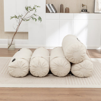 Adjustable Corduroy Lazy Floor Sofa with 5 Cylindrical Pillows Multi-Person Leisure Chair for Living-Room Bedroom