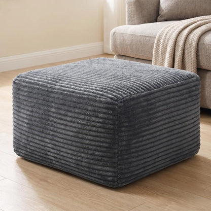 37.5" Corduroy Square Upholstered Ottoman, Soft Padded Foot Stool for Living Room Bedroom Decor