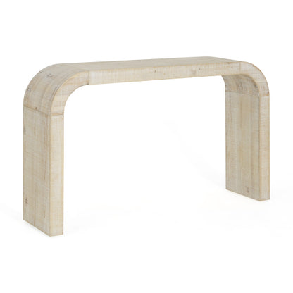 52 inch Wood Console Table with Curved Edge, Natural Texture, Perfect for Entryways and Living Rooms