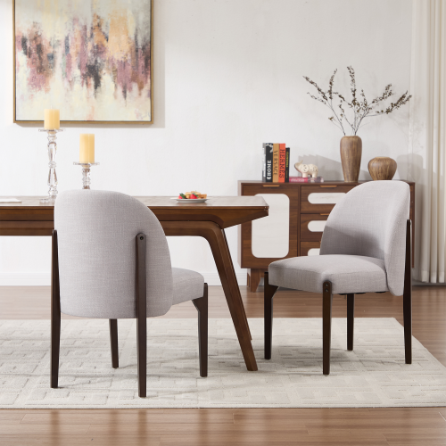 Wooden Dining Chairs Set of 2, Modern Fabric Upholstered Dining Room Chair Kitchen Chairs, Farmhouse Dinner Chair for Kitchen Dining Room