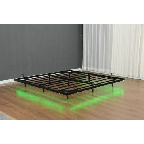 King Size Floating Bed Frames with LED Lights, Metal Platform Bed , Solid and Stable, Noise Free, No Box Spring Needed, Easy Assembly (King)