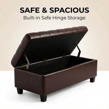 50.25inch  Storage Ottoman Bench - Brown Storage Bench End of Bed with Safety Hinges, Footrest Stool for Living, Dining Room, Entryway and Hallway