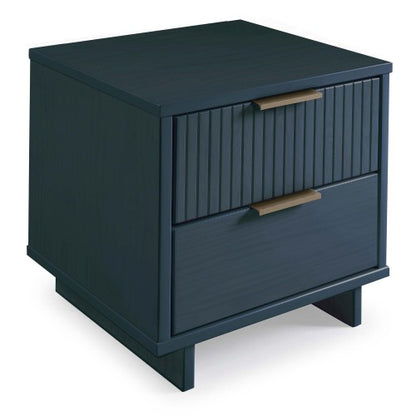 Midnight Blue Solid Wood Glam Nightstand