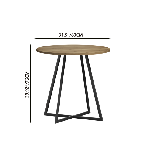 31.5 Inch Small Round Dining Table, Brown