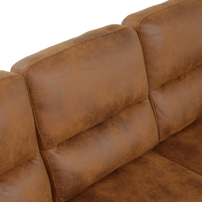 81 inch  Light-Brown 3-Seater Retro Foil-Fabric Sofa,Padded Armrests,Black Triangle Legs