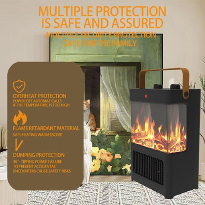 Electric Fireplace Heater for Indoor Use, 1500W Space Heater Fireplace with 3D LED Flame, Double Safety Protection, Portable Fireplace Heater for Home Office Christmas Decoration