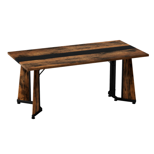 70.9 Inch Large Rectangular Dining Table, Rustic Brown