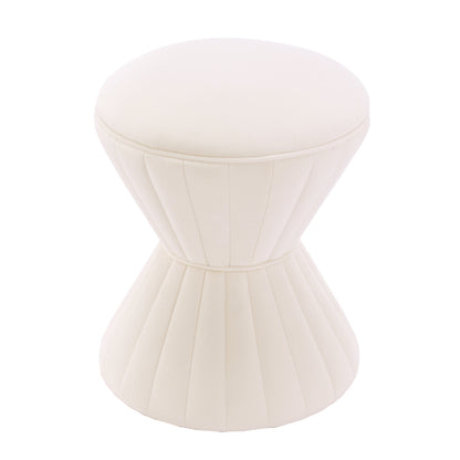 Velvet Ottoman Stool, Upholstered Vanity Chair Round Accent Footstool