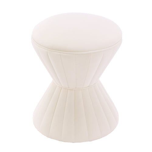 Velvet Ottoman Stool, Upholstered Vanity Chair Round Accent Footstool